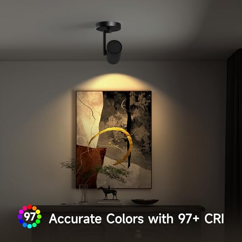 Opulux 12W LED Dimmable Zoomable Ceiling Spotlight Indoor – Adjustable Beam Angle 10-55° Surface Mount Wired Accent Spot Light for Picture, Plants & Painting | Warm White 3000K CRI 97, Black - Image 2
