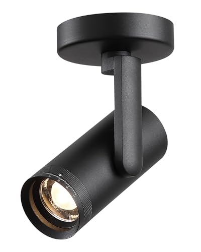 Opulux 12W LED Dimmable Zoomable Ceiling Spotlight Indoor – Adjustable Beam Angle 10-55° Surface Mount Wired Accent Spot Light for Picture, Plants & Painting | Warm White 3000K CRI 97, Black - Image 1