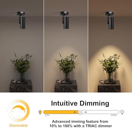 Opulux 12W LED Dimmable Zoomable Ceiling Spotlight Indoor – Adjustable Beam Angle 10-55° Surface Mount Wired Accent Spot Light for Picture, Plants & Painting | Warm White 3000K CRI 97, Black - Image 3