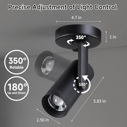 Opulux 12W LED Dimmable Zoomable Ceiling Spotlight Indoor – Adjustable Beam Angle 10-55° Surface Mount Wired Accent Spot Light for Picture, Plants & Painting | Warm White 3000K CRI 97, Black - Image 5