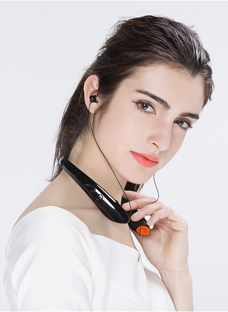 Porodo Soundtec - Echo Flex Bluetooth Neck Band with Extendable Earbuds / Crystal Clear Audio / High-Clarity Mic / Retractable ENC Neckband - Black - Image 1