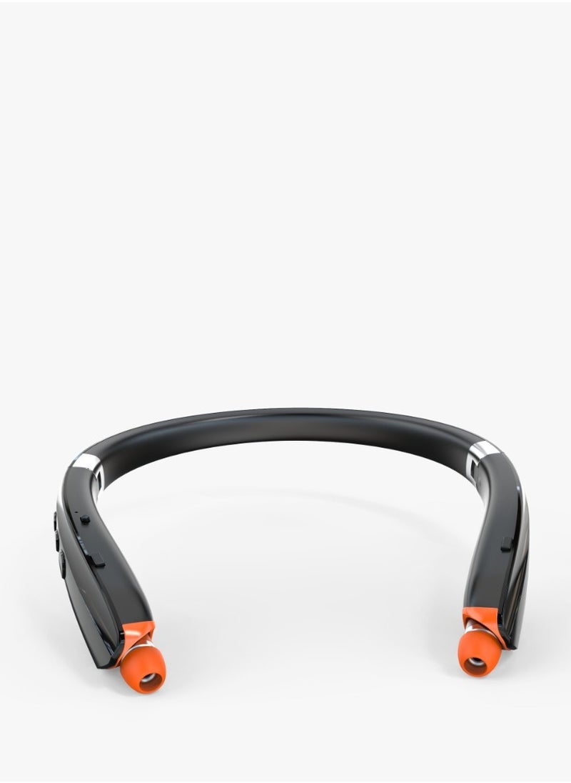 Porodo Soundtec - Echo Flex Bluetooth Neck Band with Extendable Earbuds / Crystal Clear Audio / High-Clarity Mic / Retractable ENC Neckband - Black - Image 1
