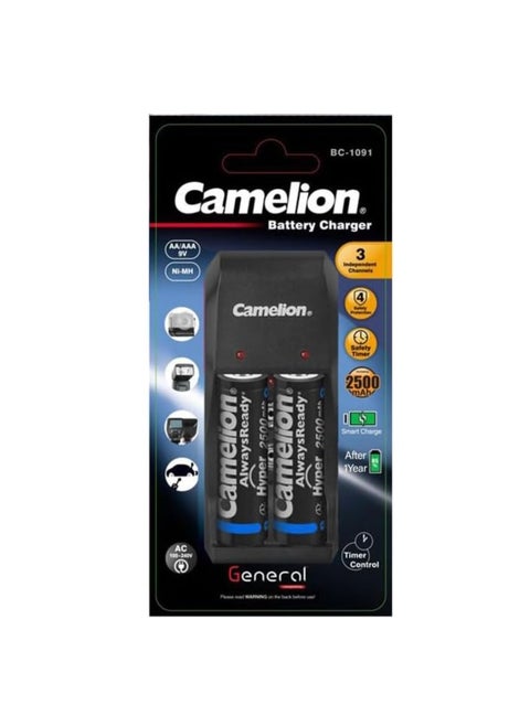Camelion BC-1091 Charger with 2 AA 2500 MAh Rechargeable Batteries