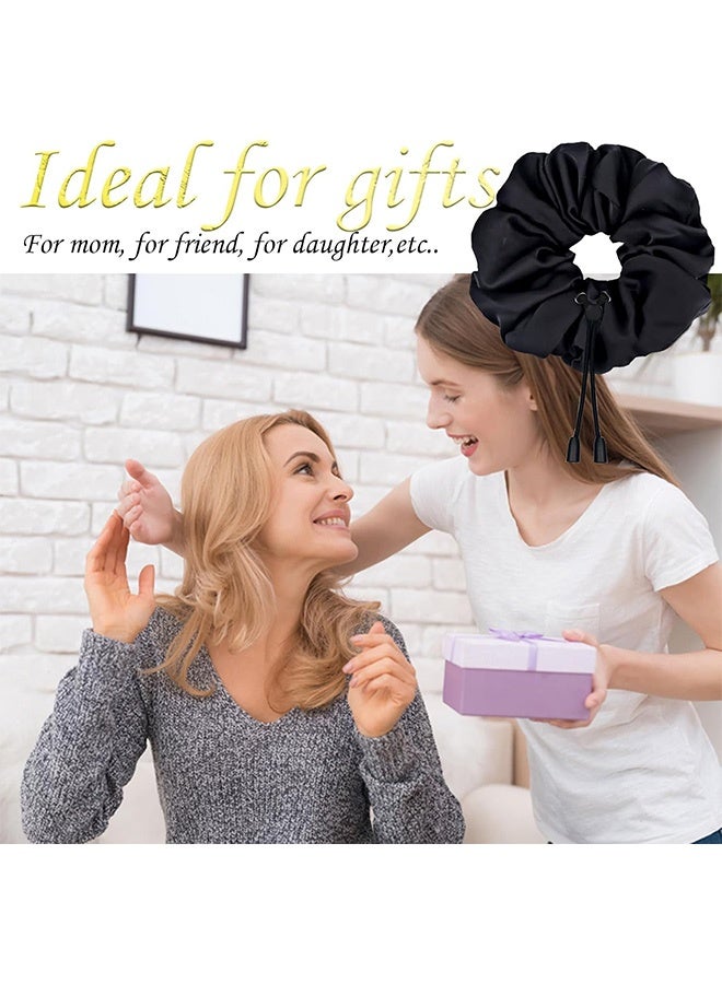 2 pcs Adjustable Afro Puff Hair Tie, Extra Large Satin Scrunchies, No Damage Durable Afro Puff Accessories, Oversize Hair Bands, Sleeping Giant Satin Scrunchies for Thick Curly Hair - Image 3