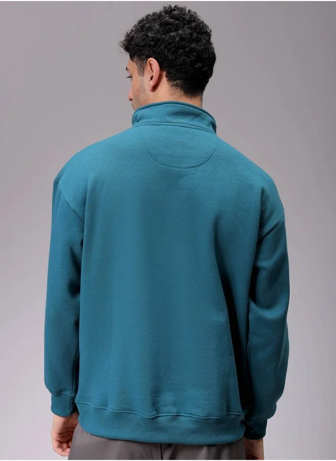 شركة المرآب الهندية Men Relaxed Fit Solid High neck Overhead High Neck Sweatshirt