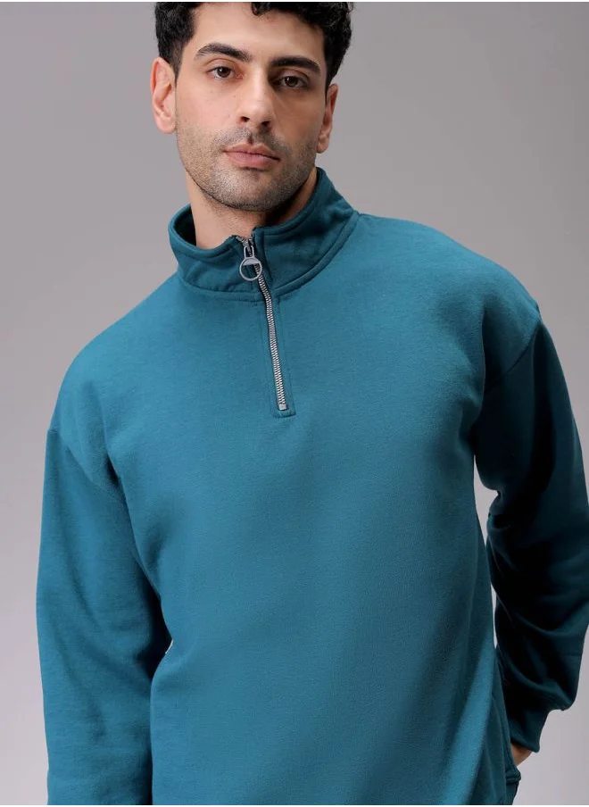 شركة المرآب الهندية Men Relaxed Fit Solid High neck Overhead High Neck Sweatshirt