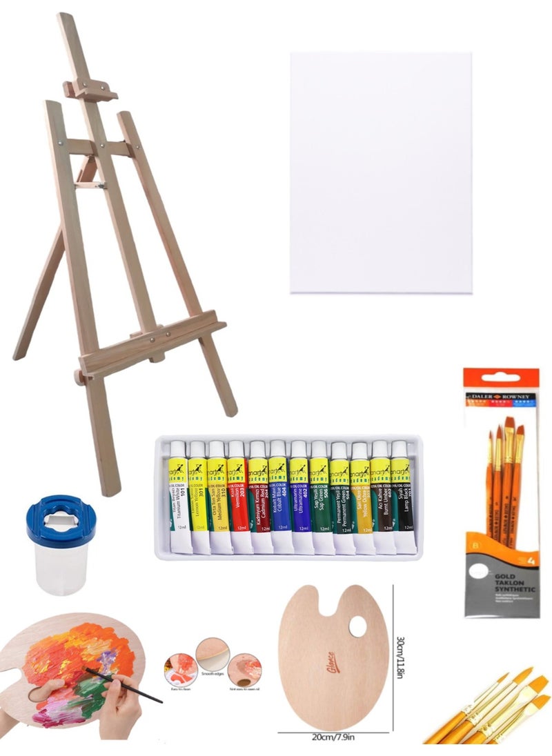 Glance Children's Wooden Easel Oil Paint Starter Set 