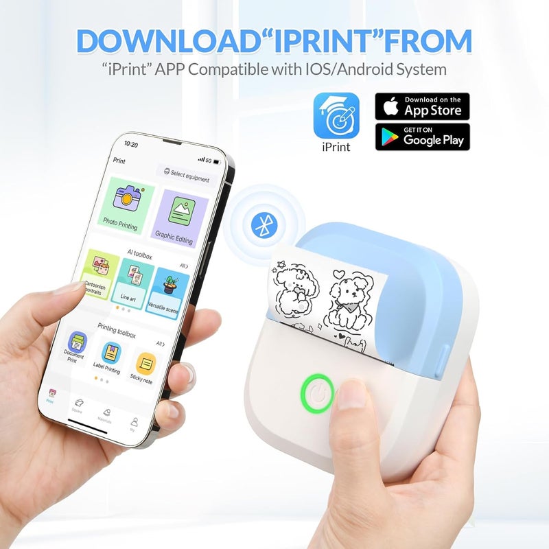 mafiti Mini Printer - Bluetooth Photo Printer for Ultra-Clear Photo Printing, Rechargeable 1200mAh Battery Ideal for Study Notes, Diagrams, Photos, Journals, and Product Labels - Image 4
