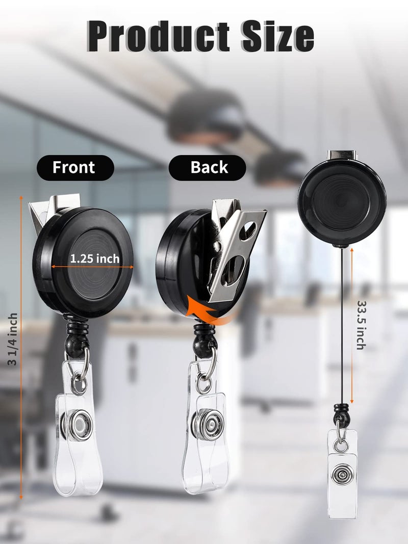 Coinarin 30 Pack Retractable Badge Reels with Swivel Clip - Bulk Heavy Duty Retractable Badge Holders, ID Card Name Tag Holder Clips for Teacher Student Worker Employee (Translucent Black) - Image 2