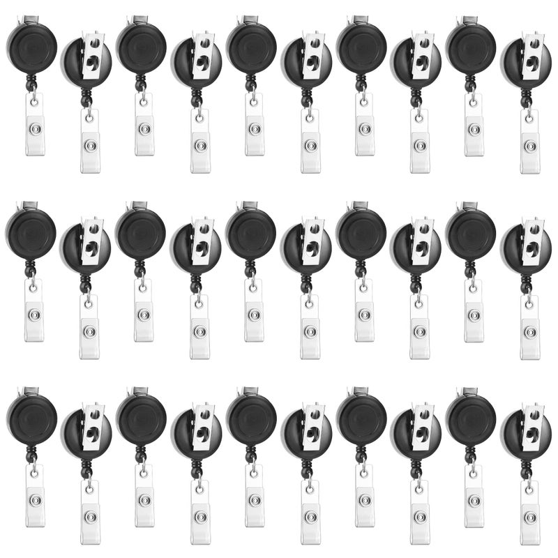 Coinarin 30 Pack Retractable Badge Reels with Swivel Clip - Bulk Heavy Duty Retractable Badge Holders, ID Card Name Tag Holder Clips for Teacher Student Worker Employee (Translucent Black) - Image 4