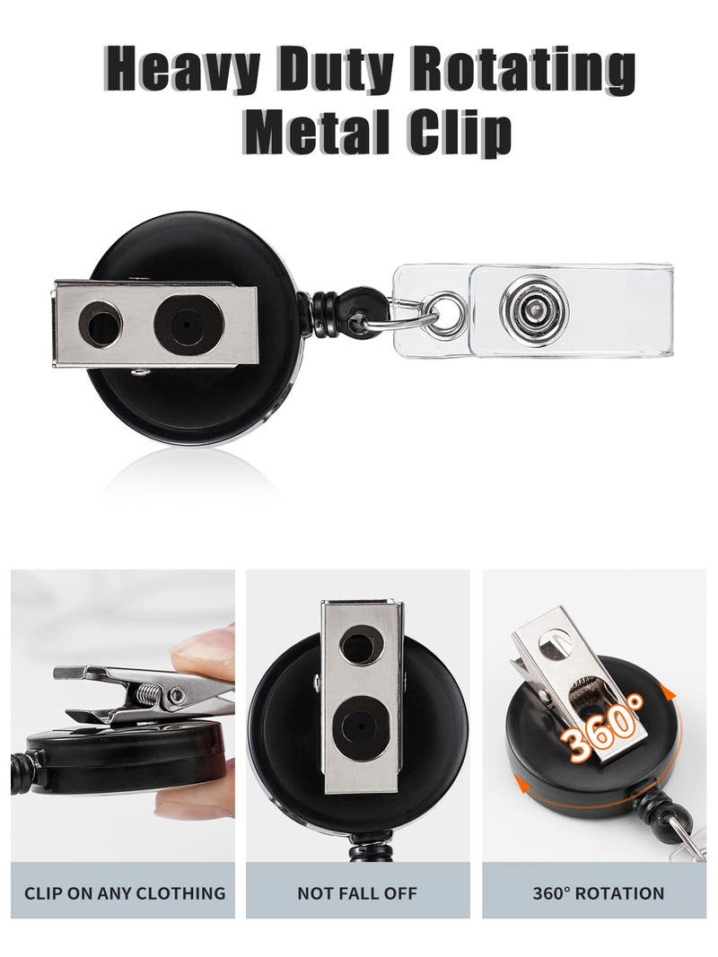 Coinarin 30 Pack Retractable Badge Reels with Swivel Clip - Bulk Heavy Duty Retractable Badge Holders, ID Card Name Tag Holder Clips for Teacher Student Worker Employee (Translucent Black) - Image 3