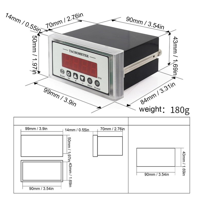 Digital Tachometer RPM Meter 0 9 with Hall Proximity Sensor for Lathe Conveyor Speed Detection - Image 5