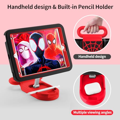 FLKAUYB Kids Case for iPad 7th/8th/9th Gen,iPad 10.2 inch 2021/2020/2019 Case with Adjustable Portrait Landscape Stand Handle,Heavy Duty Protective Kids Child Friendly Cover for iPad 10.2 inch. (Black-Red) - Image 4