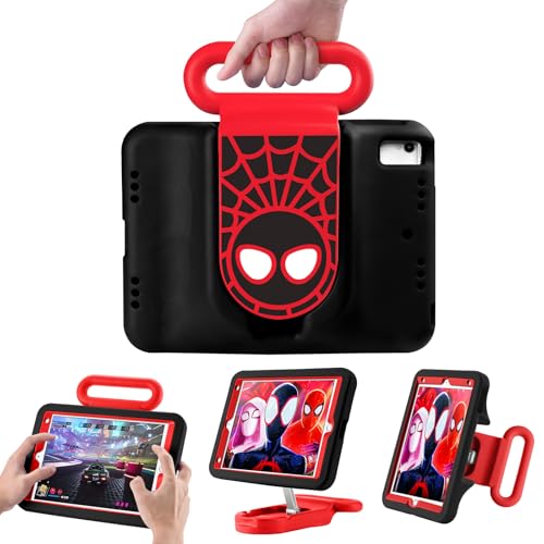FLKAUYB Kids Case for iPad 7th/8th/9th Gen,iPad 10.2 inch 2021/2020/2019 Case with Adjustable Portrait Landscape Stand Handle,Heavy Duty Protective Kids Child Friendly Cover for iPad 10.2 inch. (Black-Red) - Image 1
