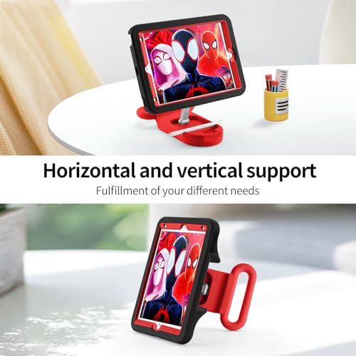 FLKAUYB Kids Case for iPad 7th/8th/9th Gen,iPad 10.2 inch 2021/2020/2019 Case with Adjustable Portrait Landscape Stand Handle,Heavy Duty Protective Kids Child Friendly Cover for iPad 10.2 inch. (Black-Red) - Image 5