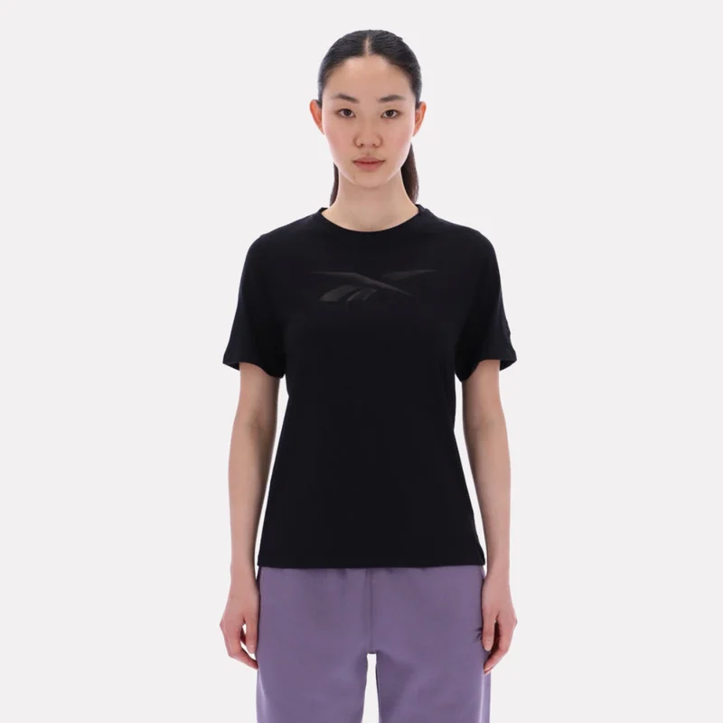 Reebok Audrey Tonal Logo Crew Neck Short Sleeve Women's Tee - Black