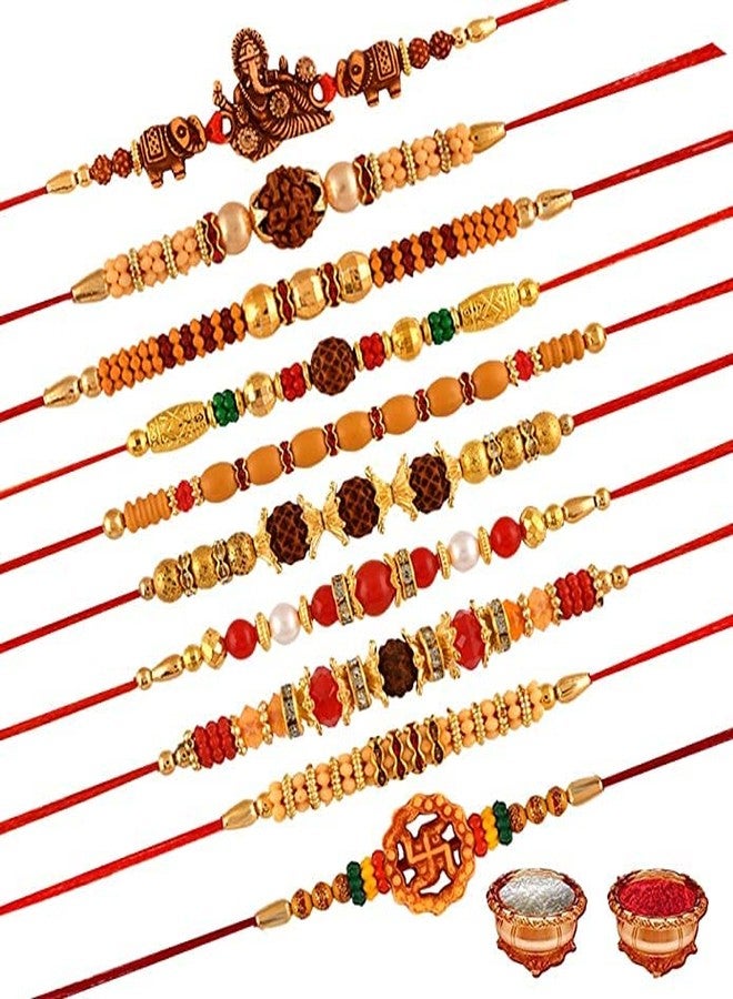 VASH GIRLYZ ATTIRE Multicolor Fancy Rakhi For Brother Rakhi Combo Rakhi Set Rakhi Designer Rakhi For Raksha Bandhan Pack of (10) - Image 3