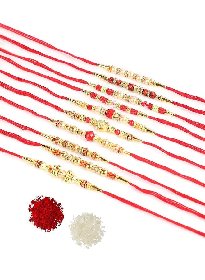 VASH GIRLYZ ATTIRE Multicolor Fancy Rakhi For Brother Rakhi Combo Rakhi Set Rakhi Designer Rakhi For Raksha Bandhan Pack of (10) - Image 5