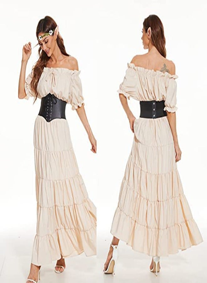 Excefore Corset Belt for Women Wide Elastic Tied Waspie Belts Lace-up Leather Waist Belts for Women Dresses Control Waist Trainer Corset Back Pain Relief Slimming Shirt Training Vest Yoga Belt(M) - Image 5
