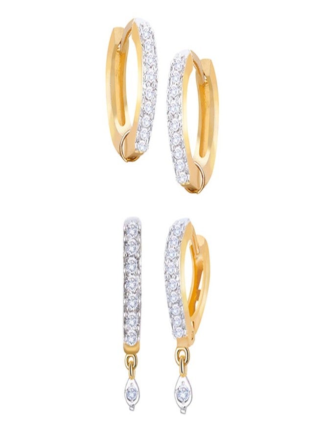 KENNICE Combo Of 2 Trendy Gold Toned Hoop Earrings Jewellery For Women & Girls - Image 1