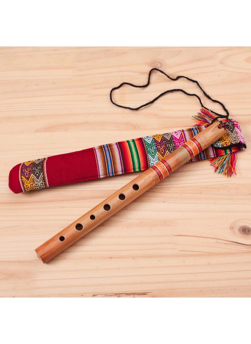 NOVICA NOVICA Handcrafted Wood Andean Quena Flute with Carrying Case Peace Flute  - Image 2