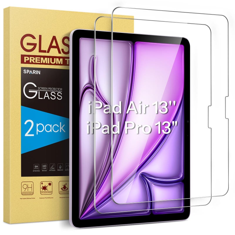 SPARIN Screen Protector for iPad Air 13 Inch M4 2026 M3 2025 M2 2024 8th7th6th Generation iPad Pro 13 Inch M5M4 8th7th Gen Case Friendly 2 Pack Tempered Glass Support Apple Pencil - Image 2