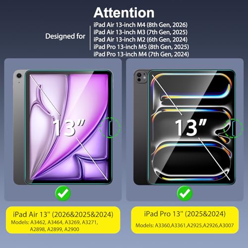 SPARIN Screen Protector for iPad Air 13 Inch M4 2026 M3 2025 M2 2024 8th7th6th Generation iPad Pro 13 Inch M5M4 8th7th Gen Case Friendly 2 Pack Tempered Glass Support Apple Pencil - Image 3