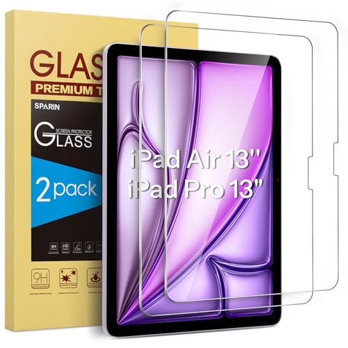 SPARIN Screen Protector for iPad Air 13 Inch M4 2026 M3 2025 M2 2024 8th7th6th Generation iPad Pro 13 Inch M5M4 8th7th Gen Case Friendly 2 Pack Tempered Glass Support Apple Pencil - Image 1