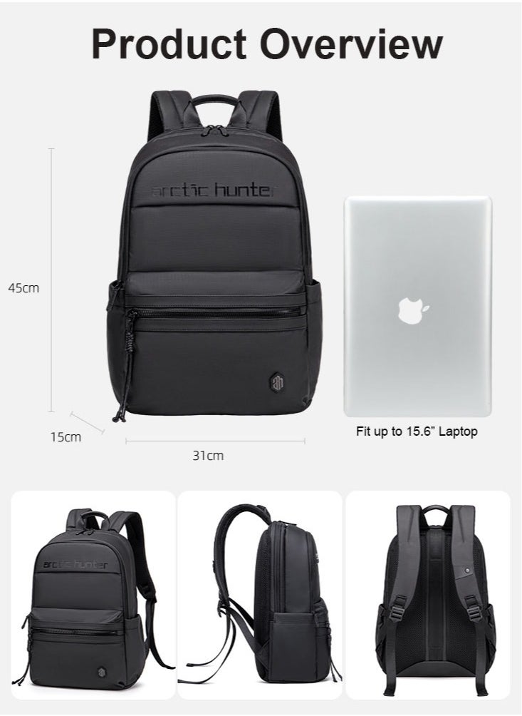 ARCTIC HUNTER School Laptop Backpack,Business Travel Bag,Water Resistant Office Shoulder Book Bag for Men with Laptop Compartment,Black  - Image 3