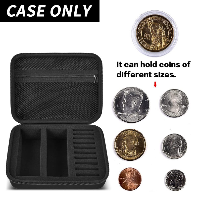 GWCASE 52 Pieces 46mm Coin Capsules with 6 Sizes (20/25/ 27/30/ 38/ 46mm), Collector Case with Foam Gasket and Plastic Storage Organizer for Coin Collection Supplies (Box Only) - Black Inner - Image 2