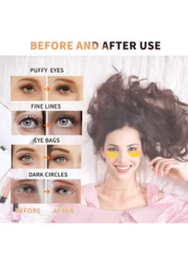 AUROMA 4Pcs Eye Masks for Dark Circles and Puffiness, Under Eye Patches for Puffy Eyes Treatment, Under Eye Gel Pads Collagen for Eye Bags Treatment, Gel Eye Mask Skincare, Gold  - Image 2