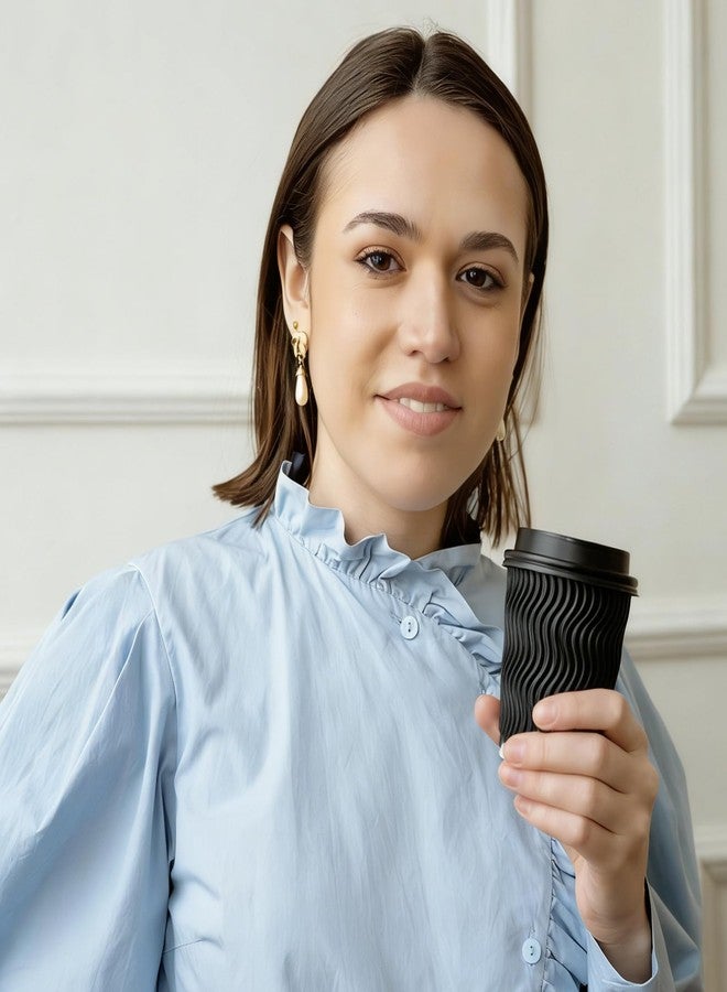 Tinsky 100 Pack 8 oz Disposable Coffee Cups with Lids and Straws, To go Insulated Corrugated Thick Paper Coffee Cups for Hot/Cold Beverages, Ripple Wall Cups for Espresso Coffee, Hot Chocolate and Cocoa - Image 5