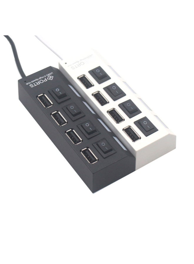 Black White 2-style 4-port Usb Hub Light Bar Independent Switch Usb Splitter Digital Computer Accessories-Number Of Interfaces:4-port HUB-black OPP Bag  - Image 1