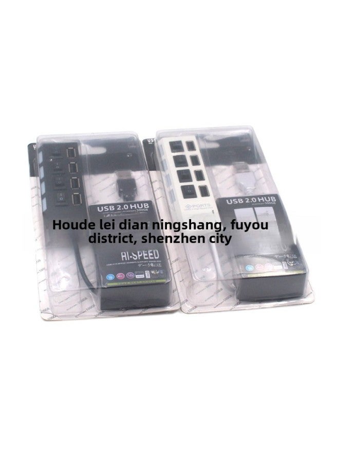 Black White 2-style 4-port Usb Hub Light Bar Independent Switch Usb Splitter Digital Computer Accessories-Number Of Interfaces:4-port HUB-black OPP Bag  - Image 4
