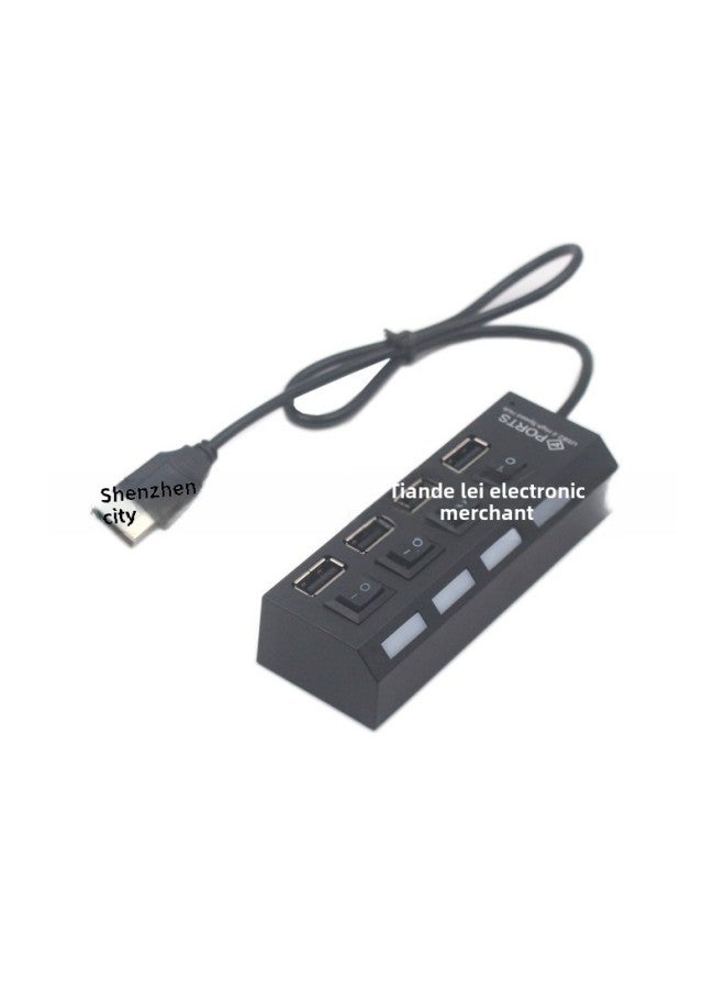 Black White 2-style 4-port Usb Hub Light Bar Independent Switch Usb Splitter Digital Computer Accessories-Number Of Interfaces:4-port HUB-black OPP Bag  - Image 2