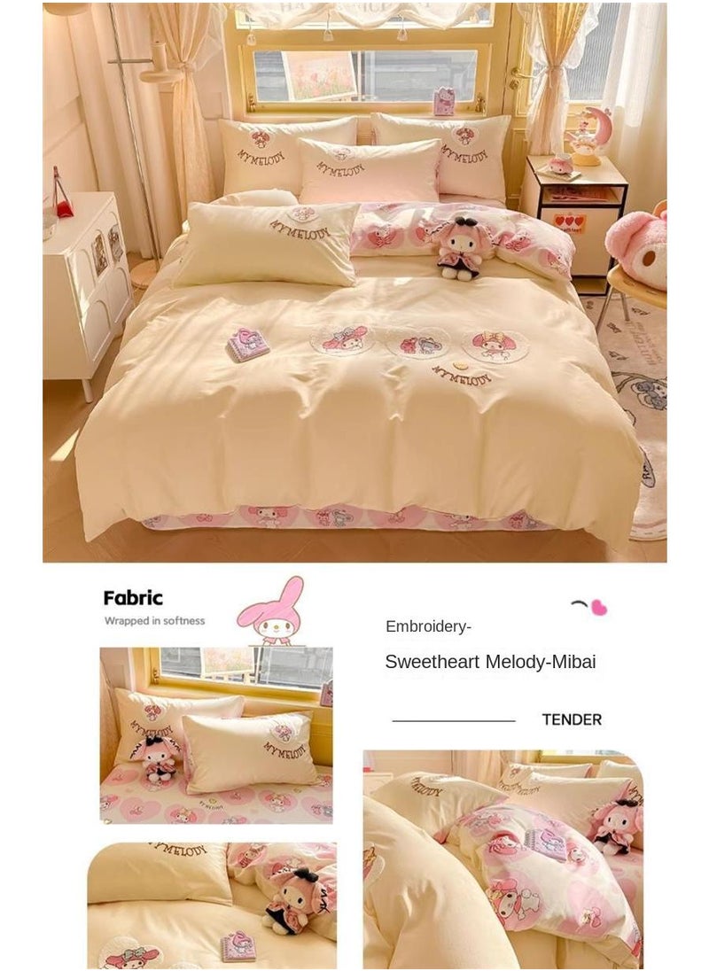 Bluejw Melody Anime Bedding Set 3 Piece 3D Cartoon Cute Printed Soft Microfiber Comforter Set with Zipper Closer Gifts for Kids Teenagers Adult  - Image 2
