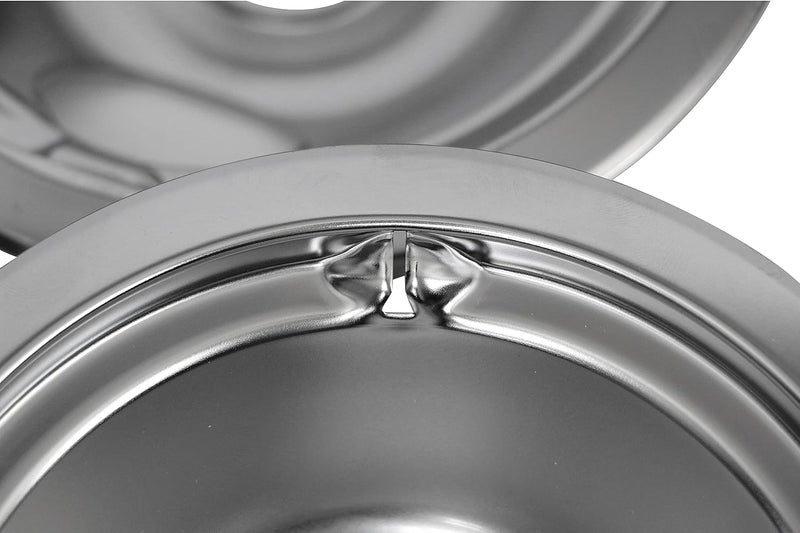 Kitchen Basics 101 : Made in the USA 4 Pack (2) 6" and (2) 8" Chrome Burner Drip Pan Bowls Replacement for GE GE68C - Image 3