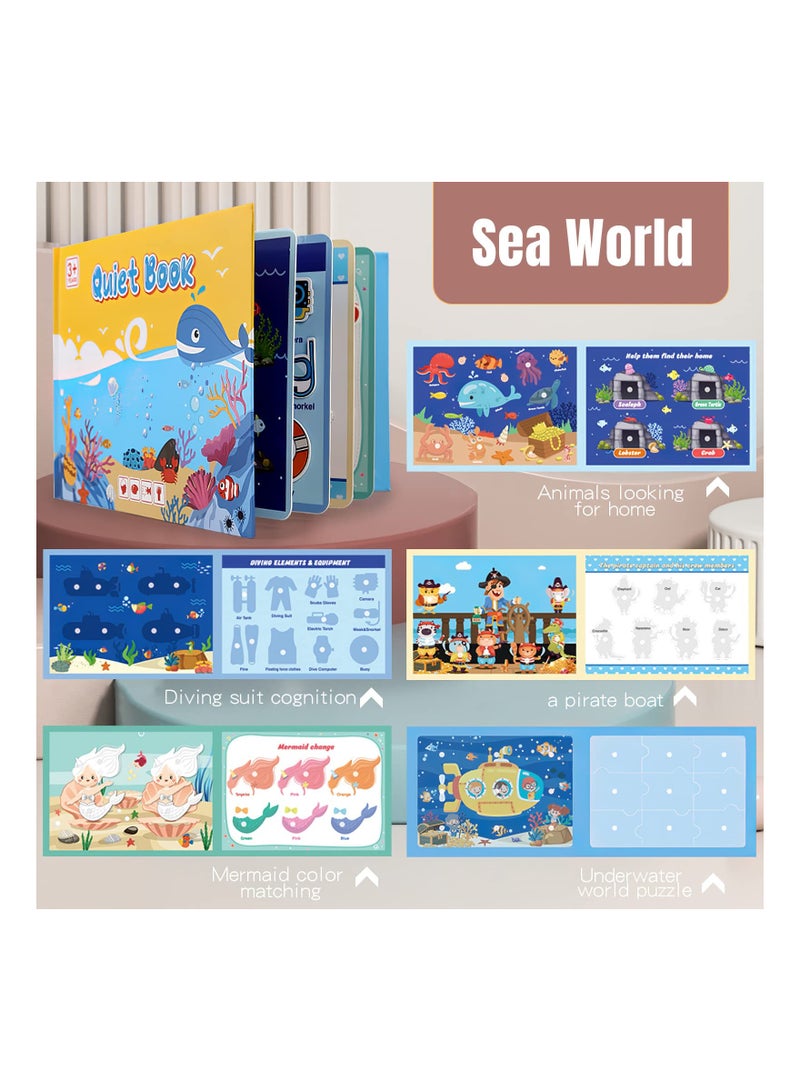 Zikra 4 Pack DIY Quiet Book for Toddlers, Montessori Busy Book for Kids to Develop Learning Skills, Dinosaur Sea Travel Space Preschool Learning Activities Learning & Education Toys - Image 2