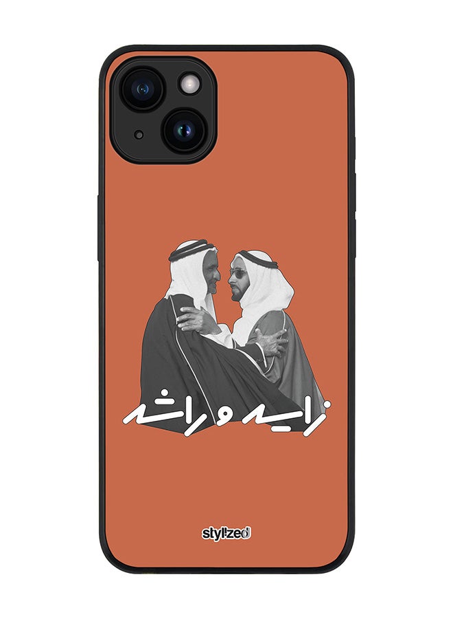 Stylizedd Cover for iPhone 15 Plus Case, Rugged Black Slim fit Soft Flexible Anti Drop TPU Gel Thin Protective Phone Cases- Sheikh Zayed And Sheikh Rashid, Orange - Image 1