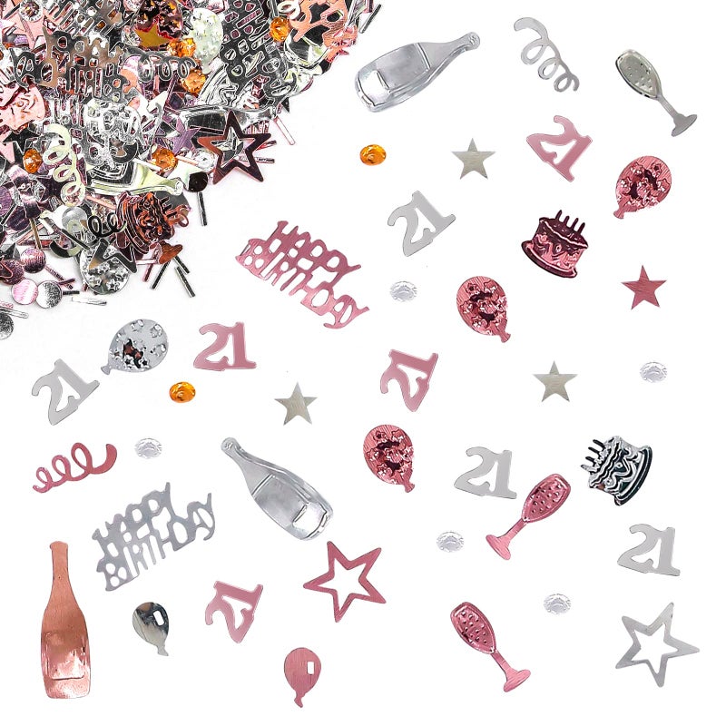 Giftota 21st Birthday Confetti (Rose Gold) 30g, 21st Anniversary Confetti, 21st Number Confetti, 21st Birthday Anniversary Confetti Decoration Wedding Party Table Decorations - Image 1