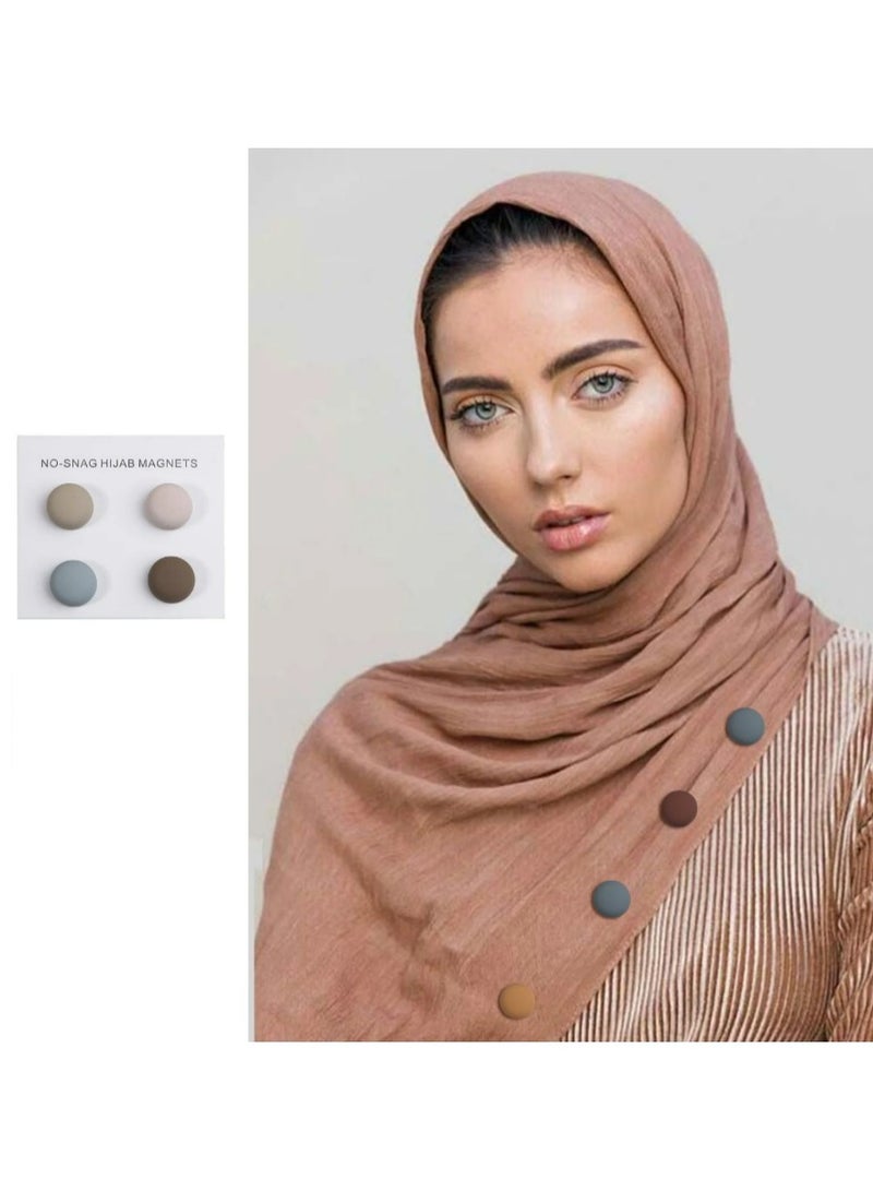 Sky Shine 4Pcs Magnetic Hijab Pins – No-Hole Round Scarf Clips | Strong Magnet Brooch Pins for Women’s Scarves, Shawls & Clothing – Multicolor - Image 2