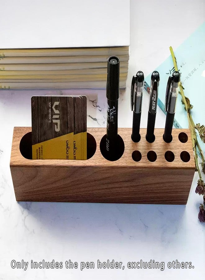 LiTY Pen Holder for Desk, Acacia Wooden Pencil Stand, Solid Wood Business Card Holder, Fountain Pen Organizer, Minimalist Aesthetic Office Stationery Desk Decor - Image 2