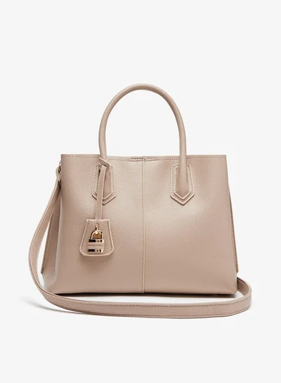 Flora Bella By Shoexpress Solid Tote Bag with Double Handle and Lock Accent