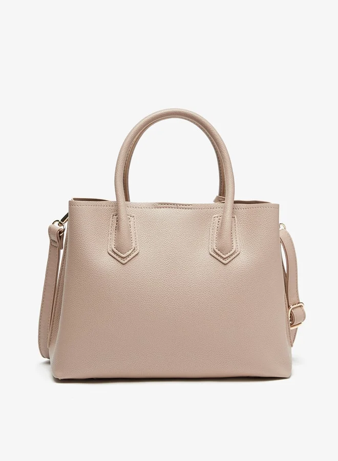 Flora Bella By Shoexpress Solid Tote Bag with Double Handle and Lock Accent