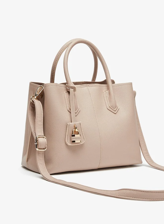 Flora Bella By Shoexpress Solid Tote Bag with Double Handle and Lock Accent