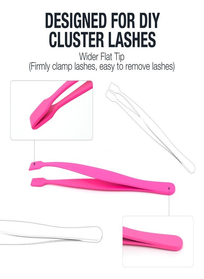 EMEDA Lash Cluster Tweezers for DIY Individual Eyelash Clusters Tools with Case, Applicator for Mistake-Proof Artificial Lash Placement-Ergonomically Designed Handle Easy for beginner Blunt Design Safe Use - Image 3
