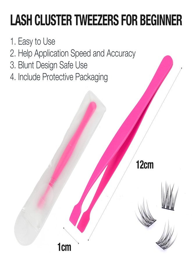 EMEDA Lash Cluster Tweezers for DIY Individual Eyelash Clusters Tools with Case, Applicator for Mistake-Proof Artificial Lash Placement-Ergonomically Designed Handle Easy for beginner Blunt Design Safe Use - Image 2