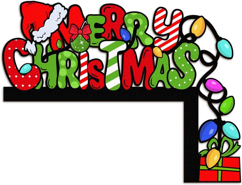 Pigort Christmas Door Toppers Funny Christmas Door/Window Corner Decorations Snowman Santa Windows Walls DIY Craft for Christmas Party Ornament - Image 1