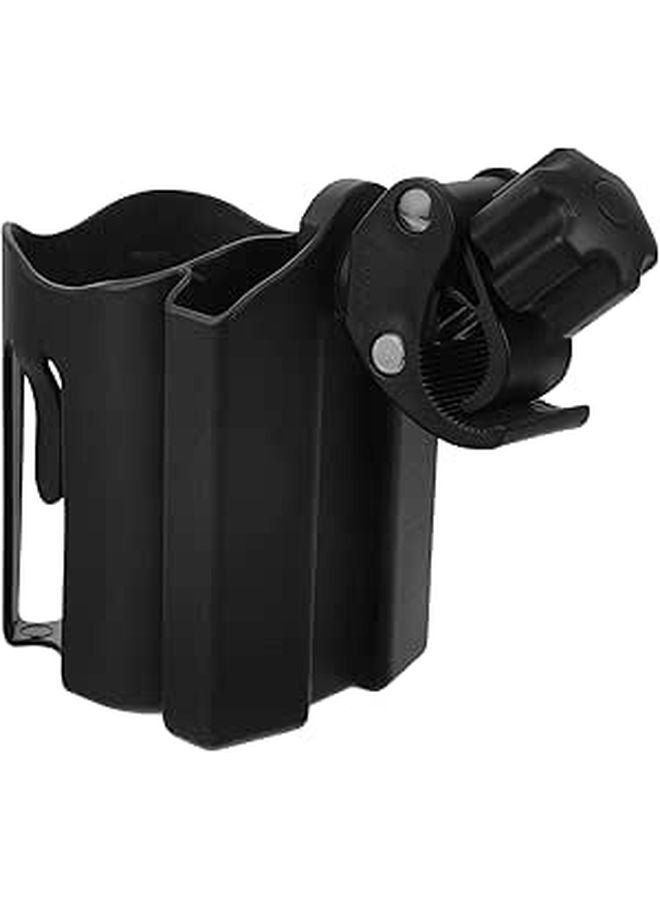 Universal Wheelchair Cup Holder with Phone Stand Black Two Function Drink Mobile Mount - Image 1