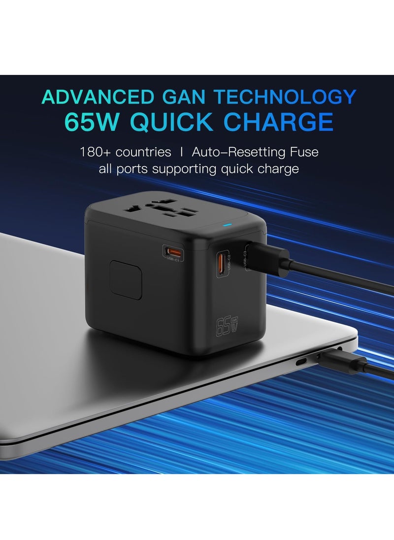 Necomi - 65W Universal Travel Adapter for US/UK/EU/Australia International Charger, Global Wall Charger (Type A/C/G/I) - Image 1